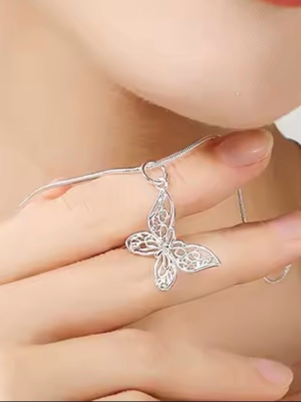 925 Sterling Silver Butterfly Pendant on 20” 925 Sterling Silver snake chain